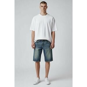 True Religion Brand Rocco Big T Flap Relaxed Skinny Denim Shorts Men's 30 NWT